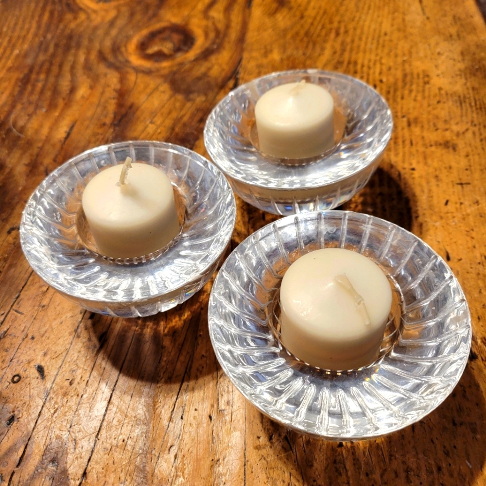 Vintage Set of 3 Crystal Candlestick Holders
